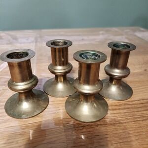 Vintage Brass Candlestick Holders Set Of 4 Matching 2.75" Tall